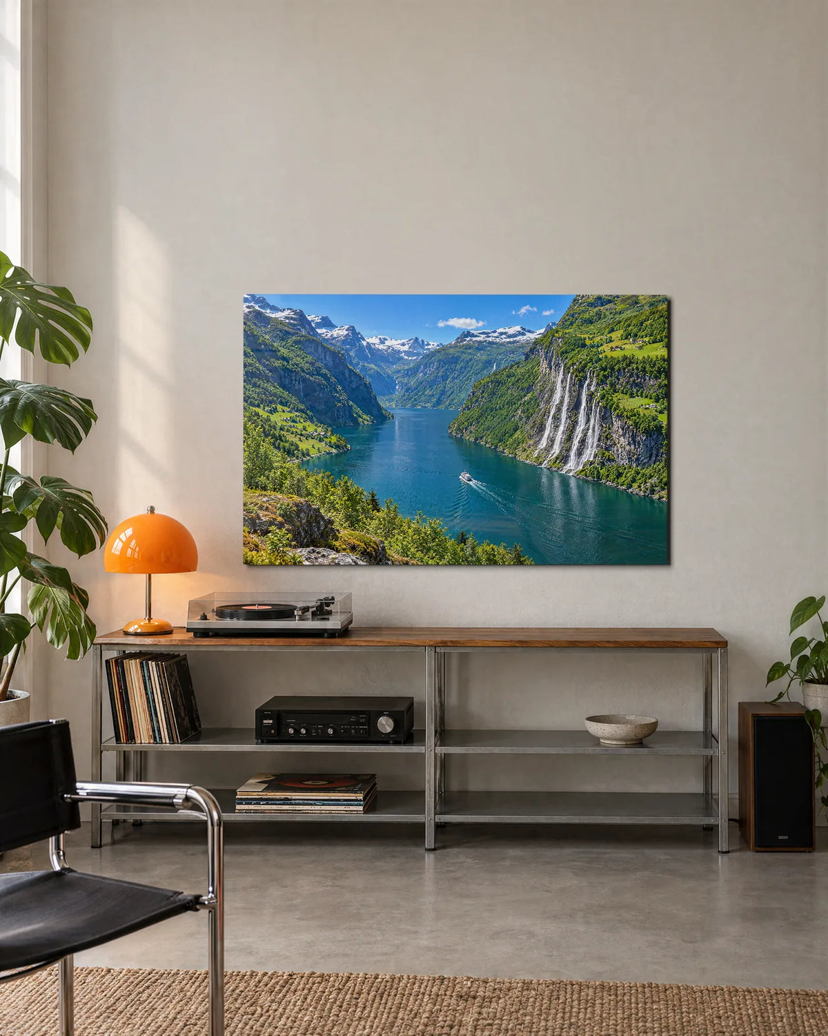 Geiranger Fjord — shown in a living space