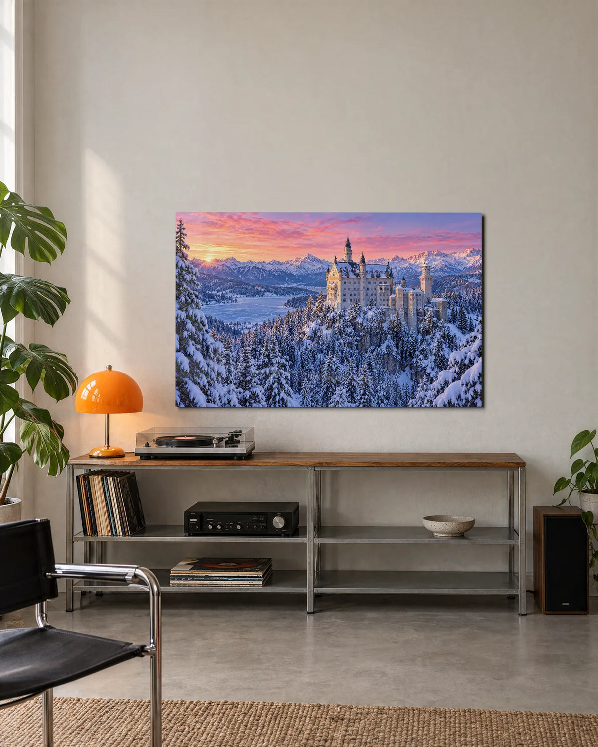 Neuschwanstein in Snow — shown in a living space