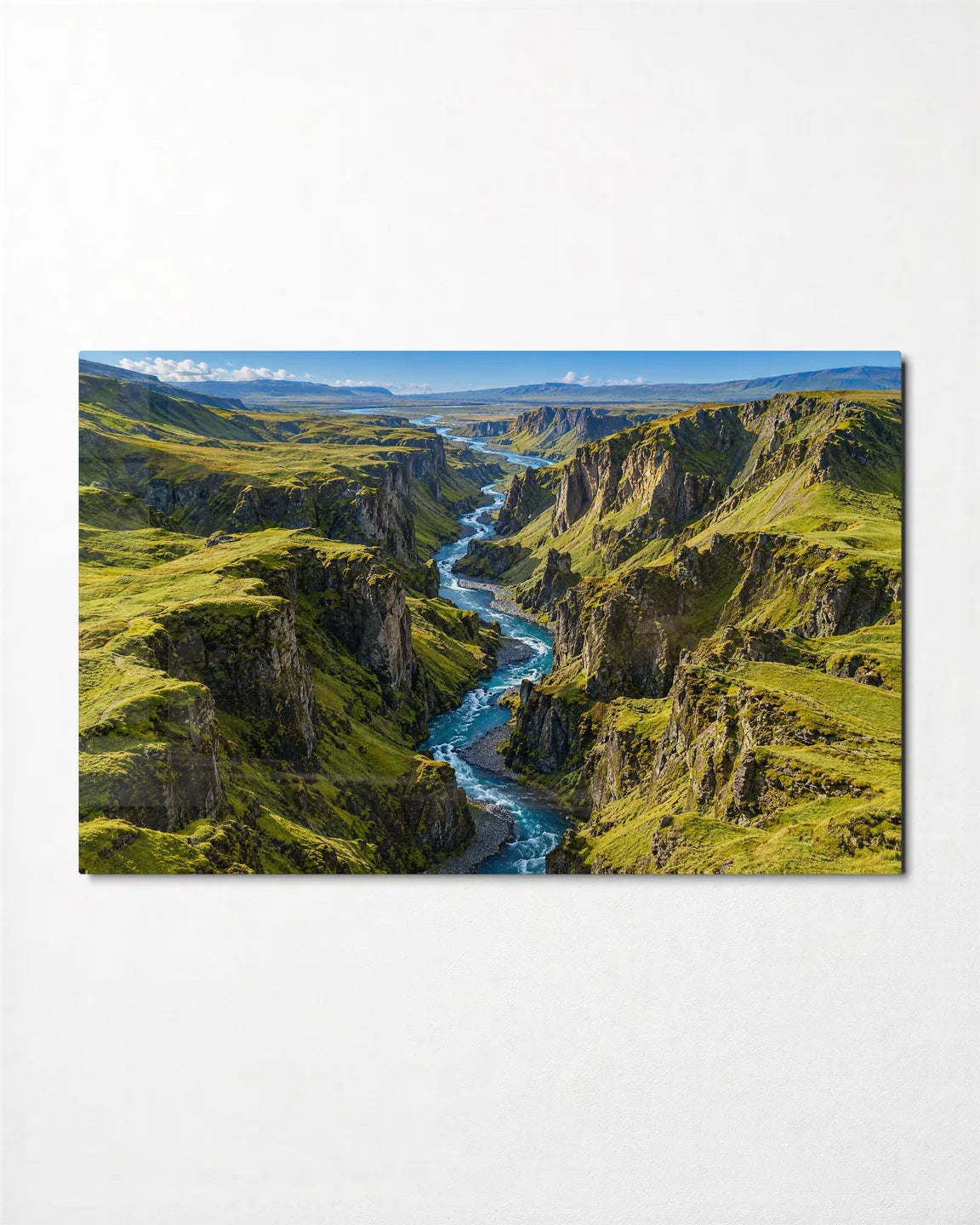 Fjadrargljufur Canyon — front view of glass wall art