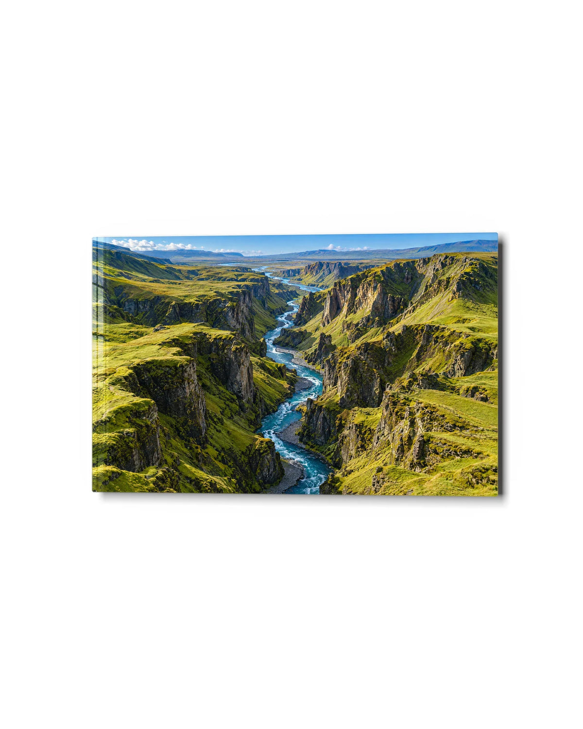 Fjadrargljufur Canyon — studio view of glass wall art