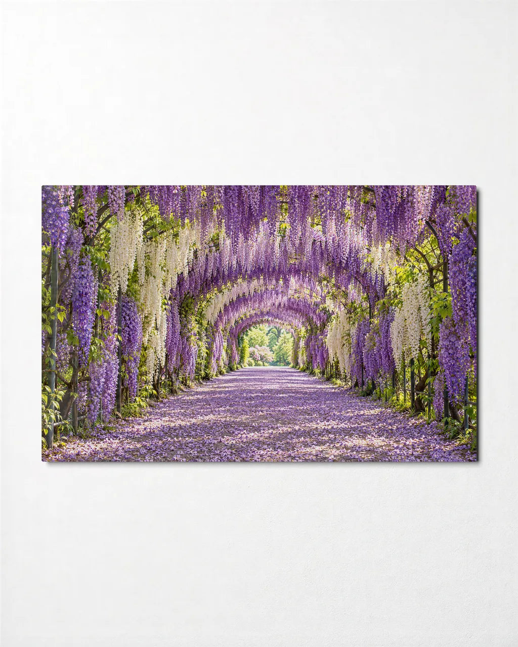 Wisteria Tunnel — front view of glass wall art