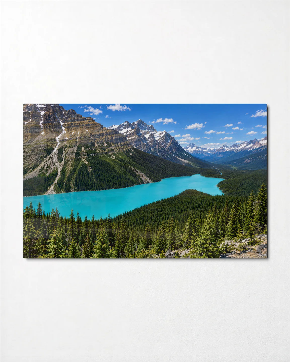 Peyto Lake — front view of glass wall art