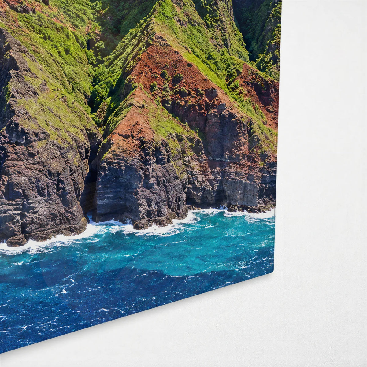 Na Pali Coast — corner detail of glass wall art
