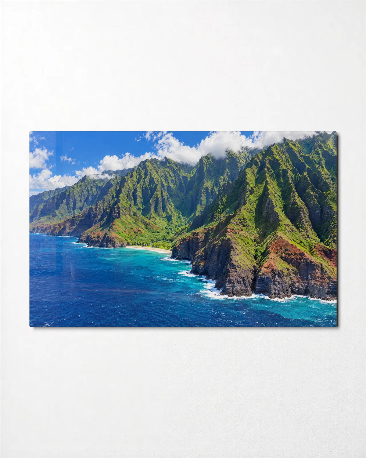 Na Pali Coast — front view of glass wall art