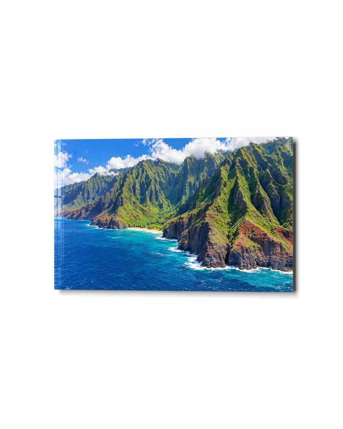 Na Pali Coast — studio view of glass wall art