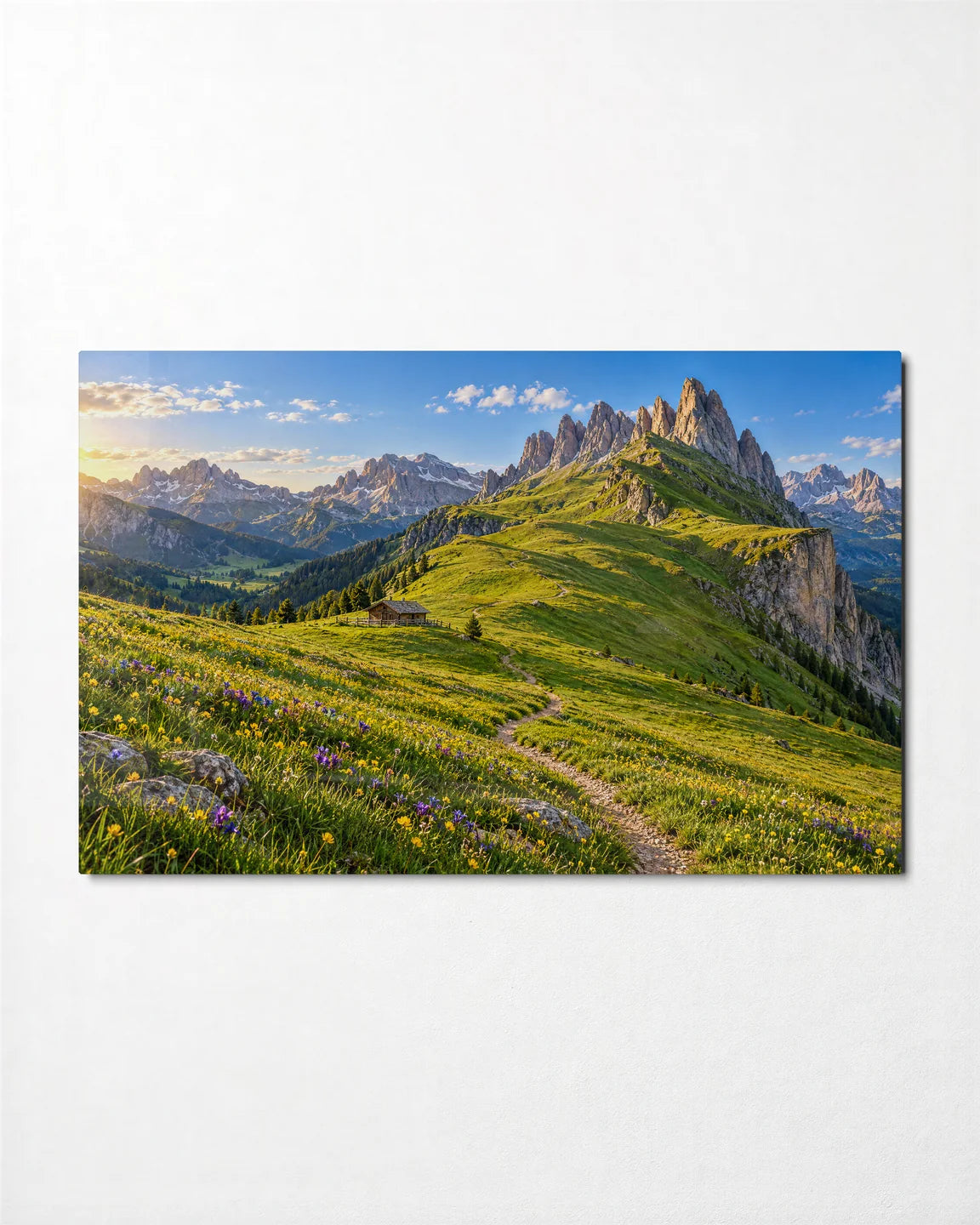 Seceda Ridge in Summer — front view of glass wall art