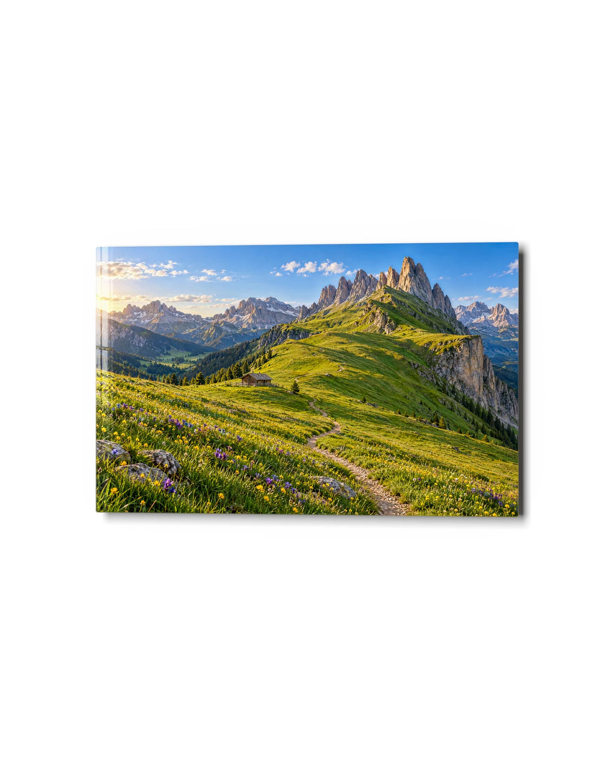 Seceda Ridge in Summer — studio view of glass wall art