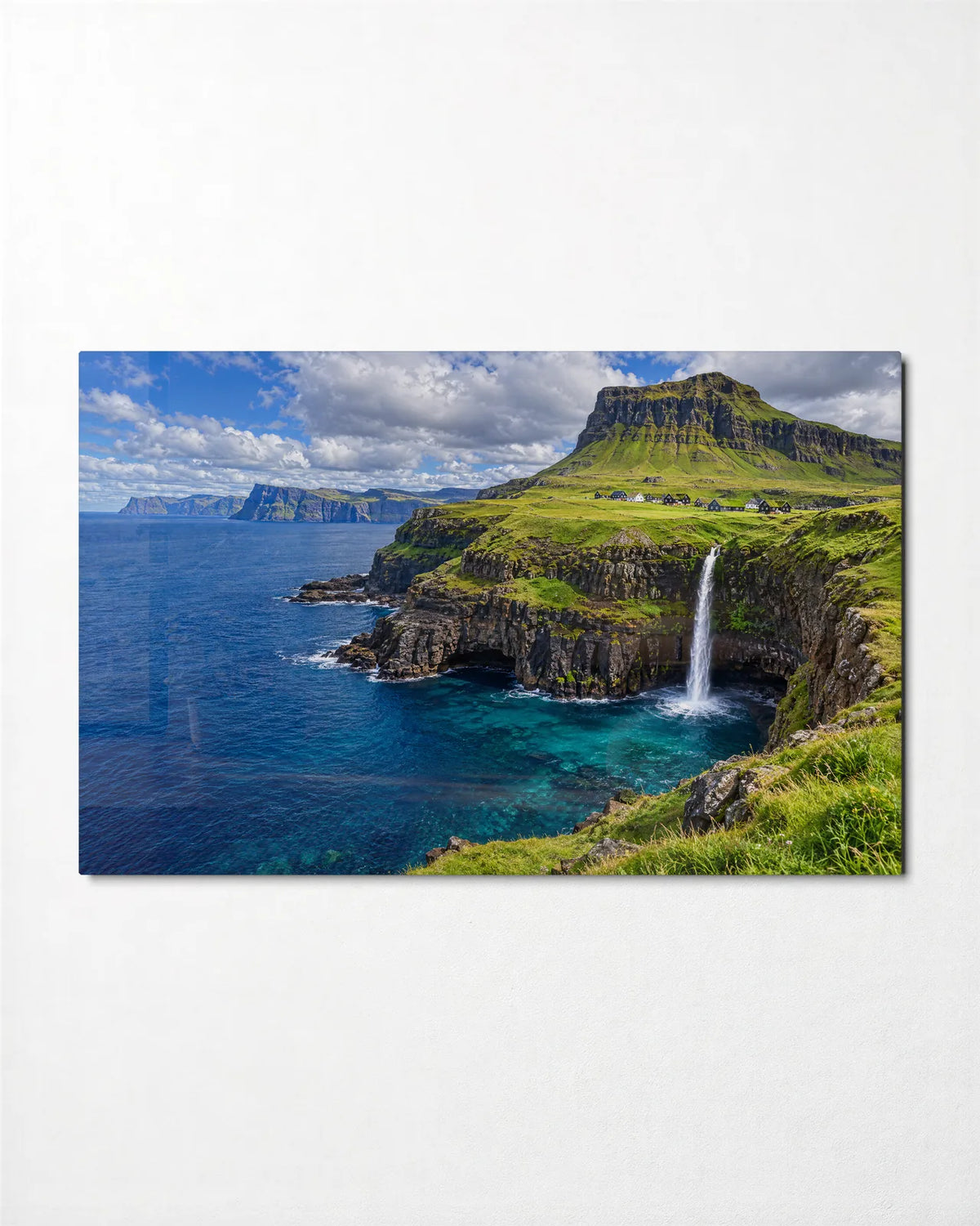 Waterfall to the Open Sea — front view of glass wall art