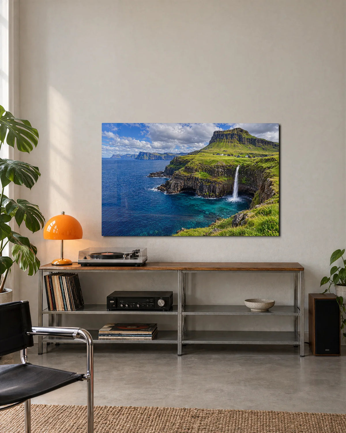 Waterfall to the Open Sea — shown in a living space