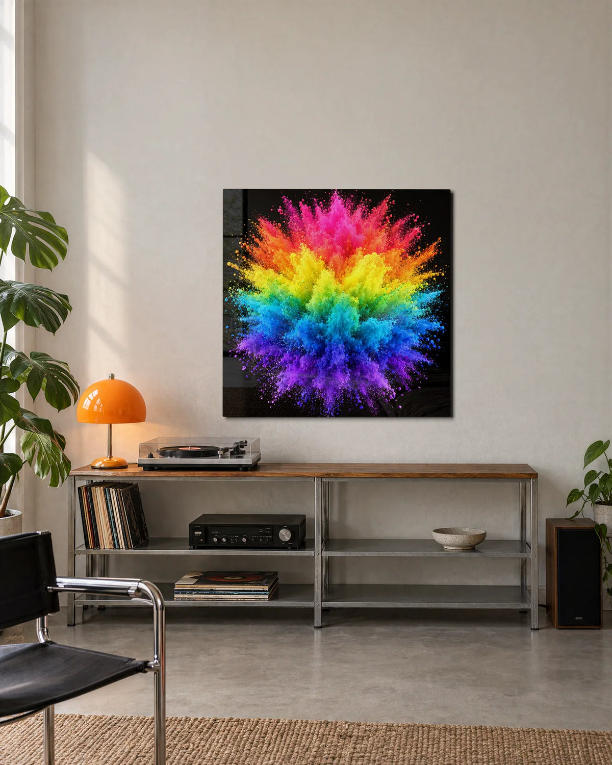 Rainbow Powder Burst — shown in a living space