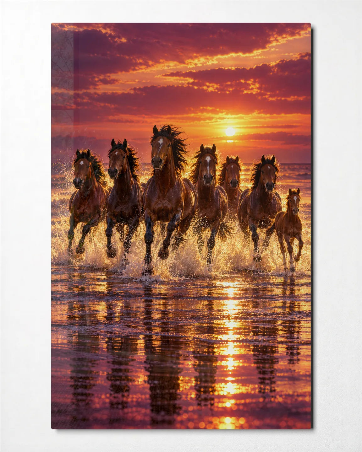 Seven Through the Shallows — front view of glass wall art