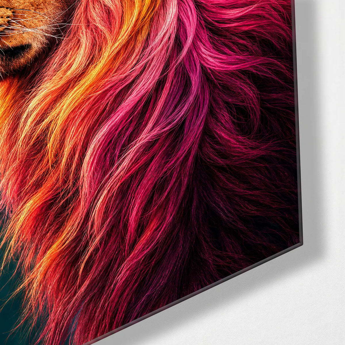 The Crowned Lion — corner detail of glass wall art