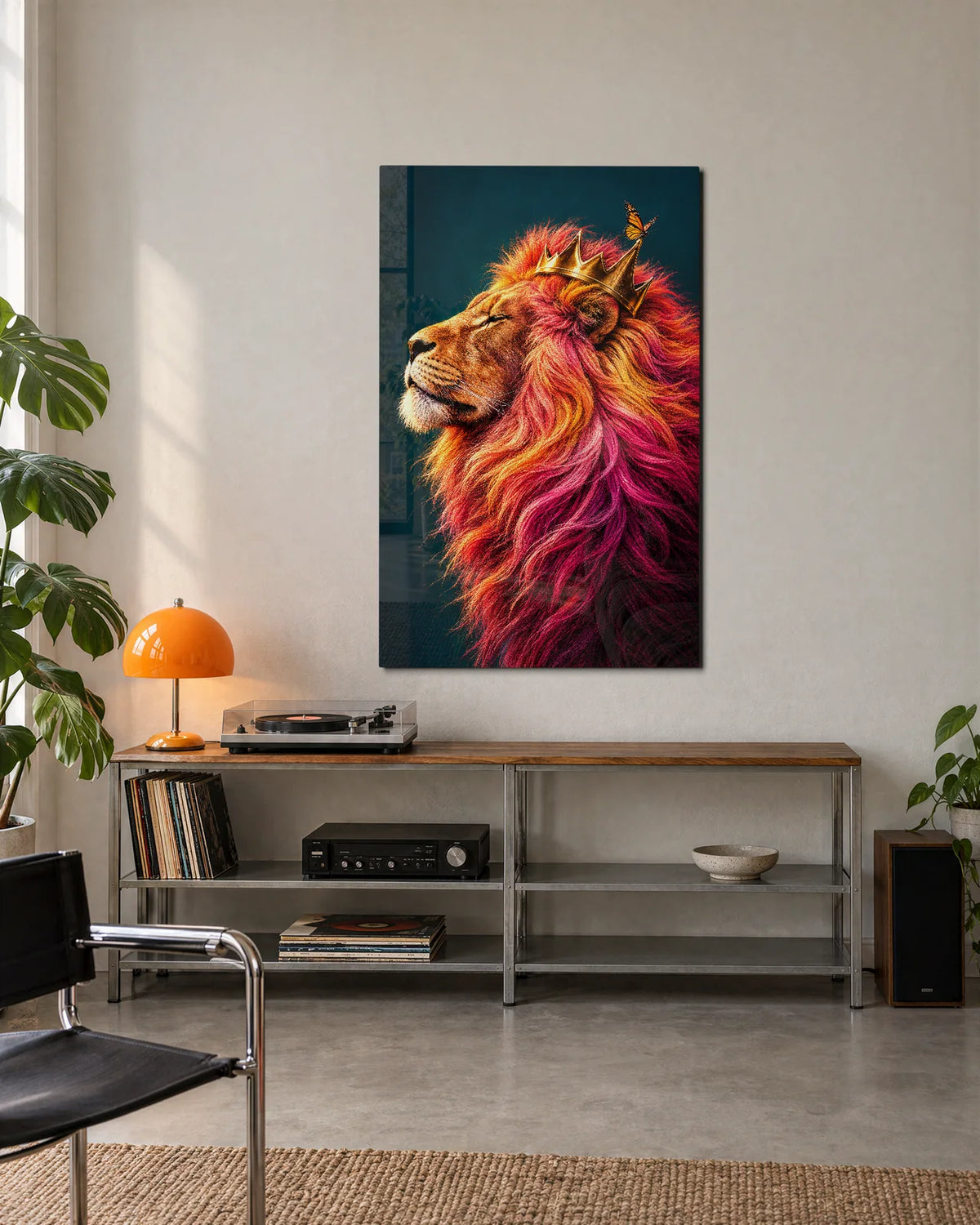 The Crowned Lion — shown in a living space