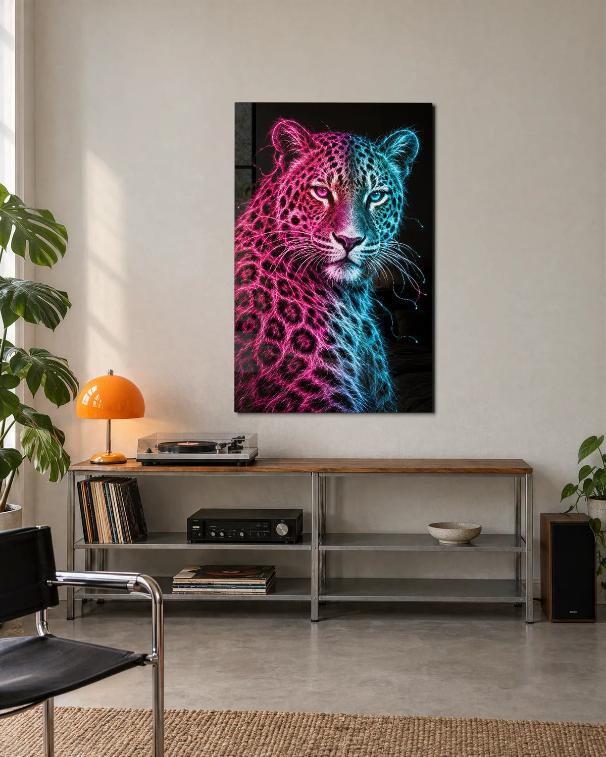 Leopard in Light Threads — shown in a living space
