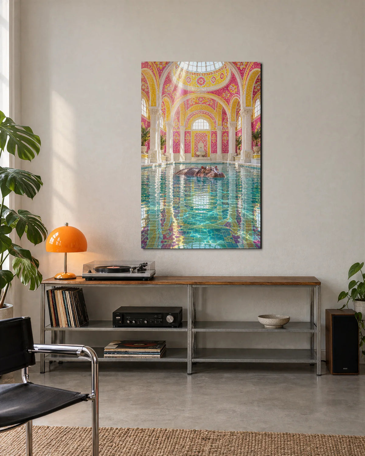 Hippo in the Bathhouse — shown in a living space
