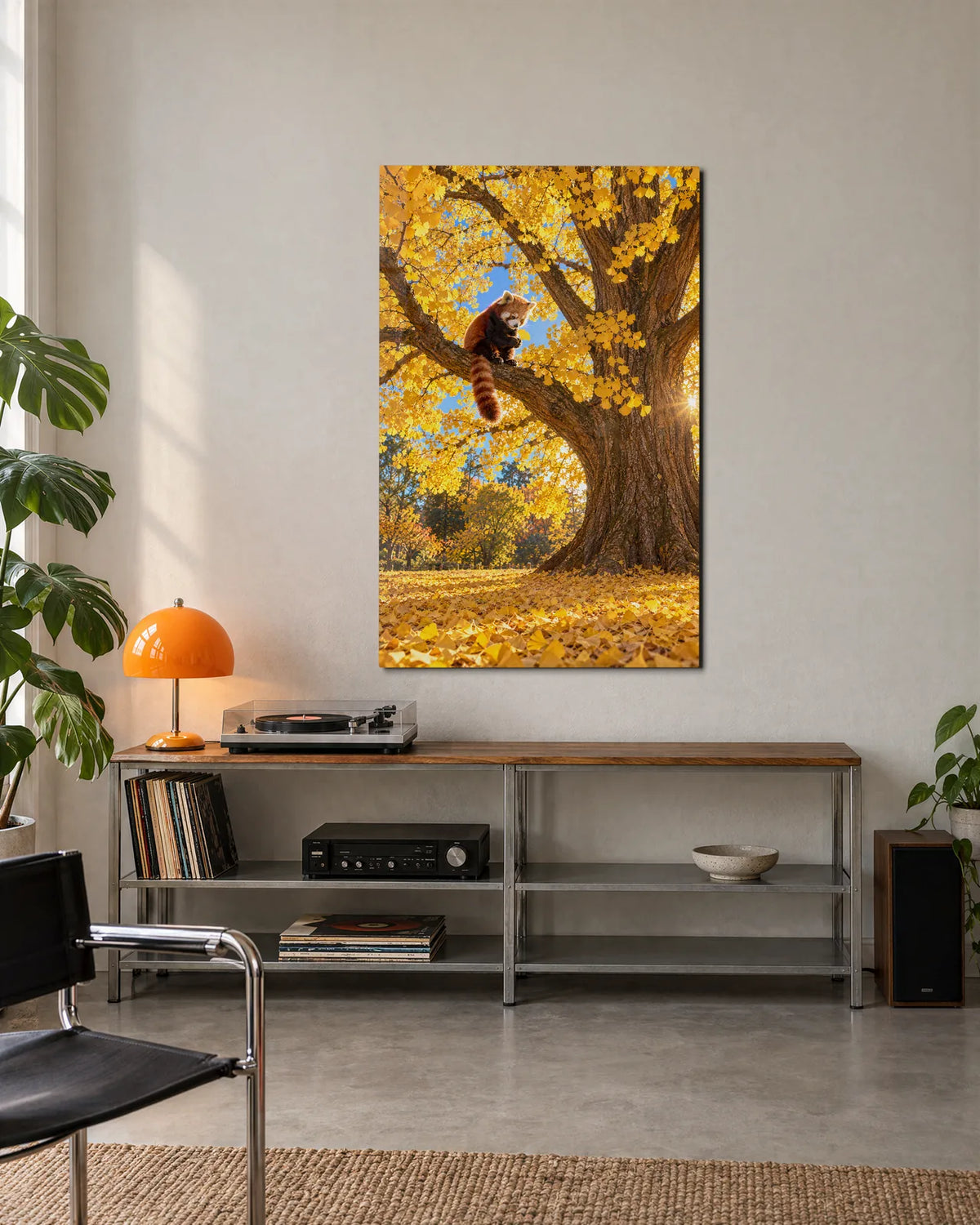 Red Panda in the Ginkgo — shown in a living space