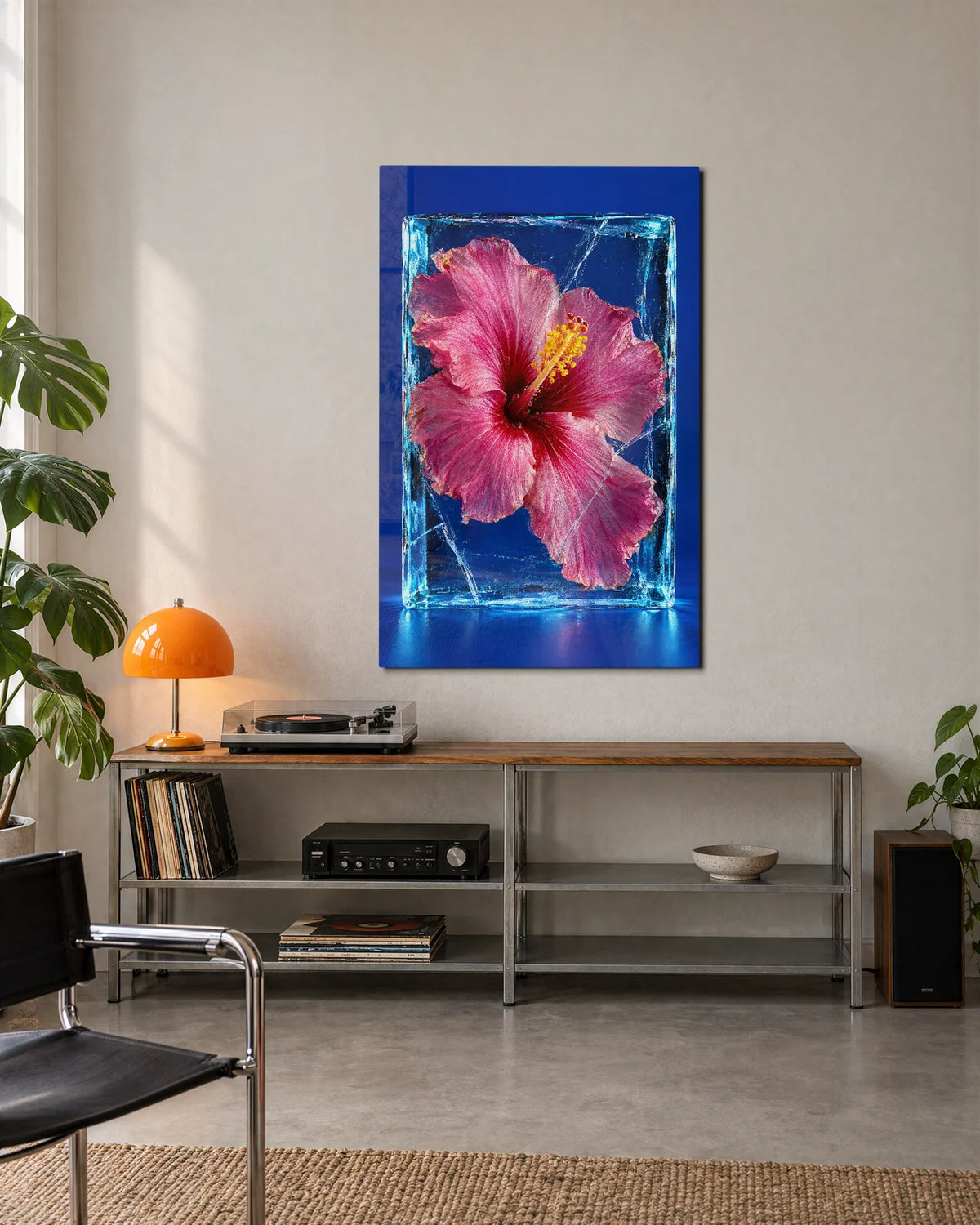Hibiscus in Ice — shown in a living space