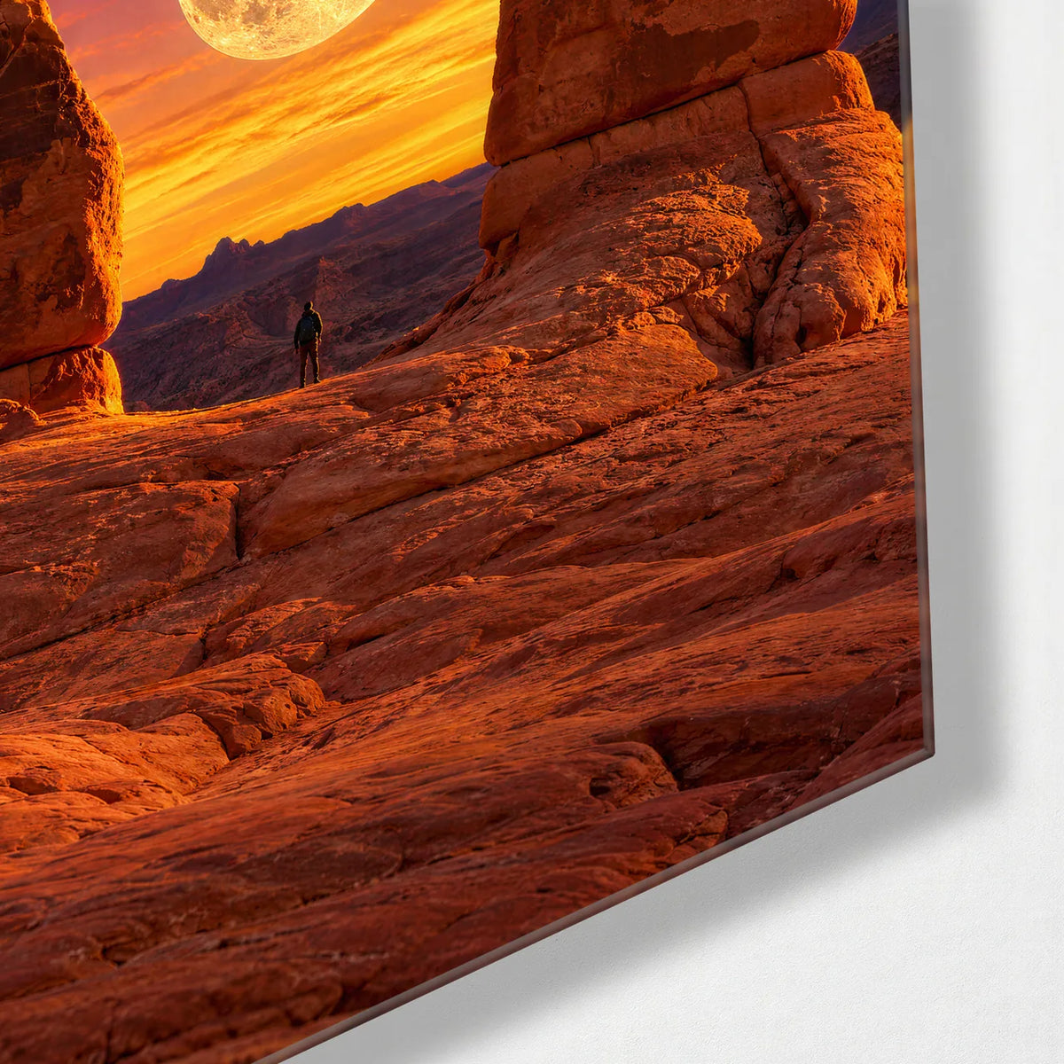 Moon in the Arch — corner detail of glass wall art