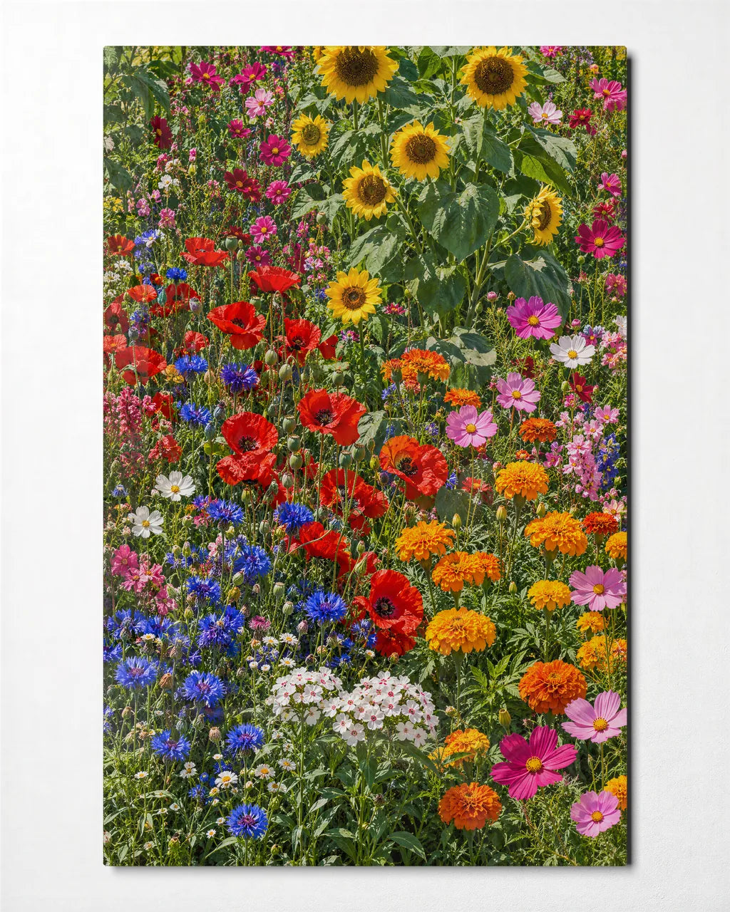 Summer Flower Meadow — front view of glass wall art