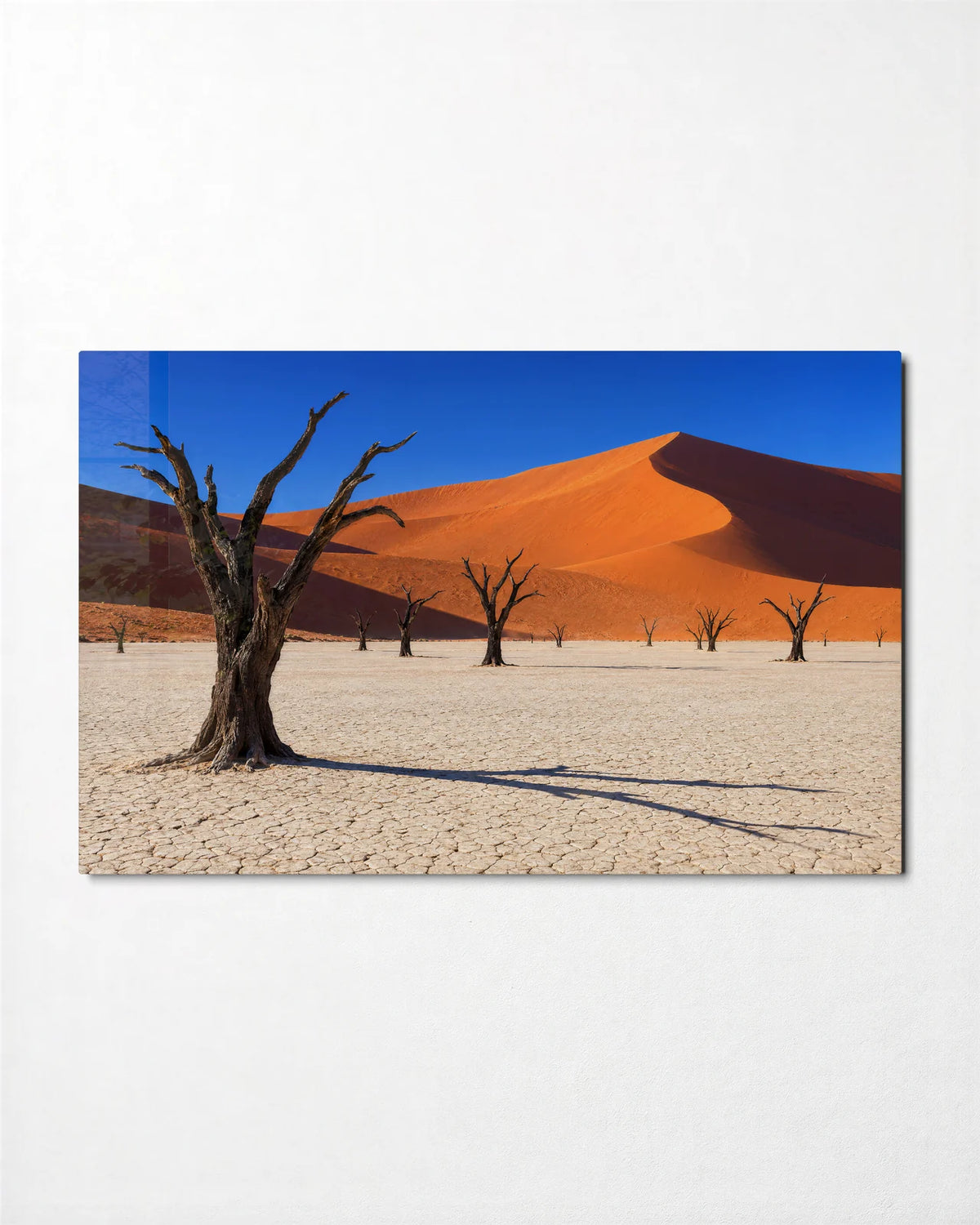 Deadvlei Noon — front view of glass wall art