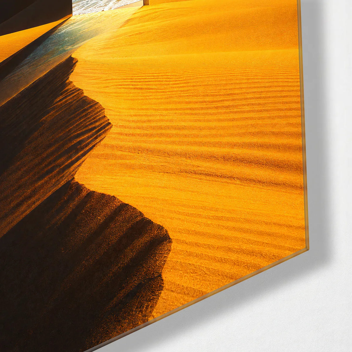 Door in the Dunes — corner detail of glass wall art