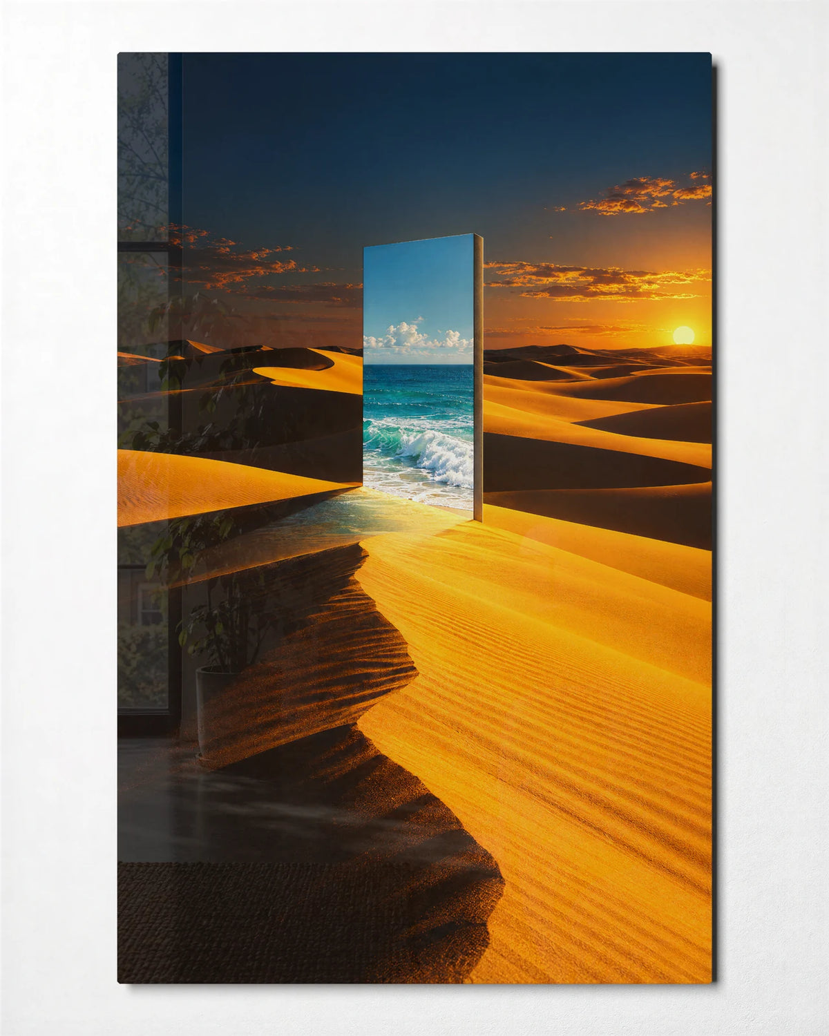 Door in the Dunes — front view of glass wall art