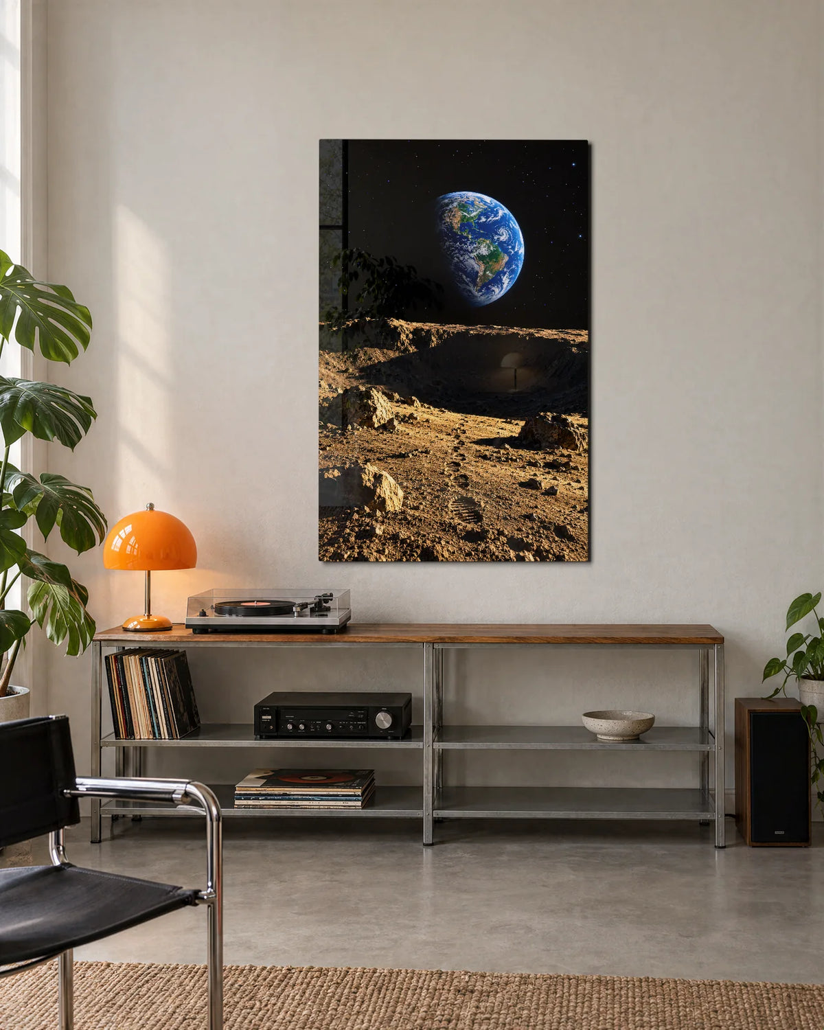 Earthrise in Gold — shown in a living space