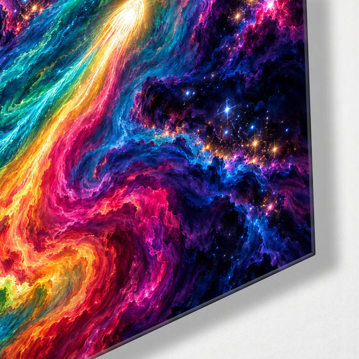 River of Stars — corner detail of glass wall art