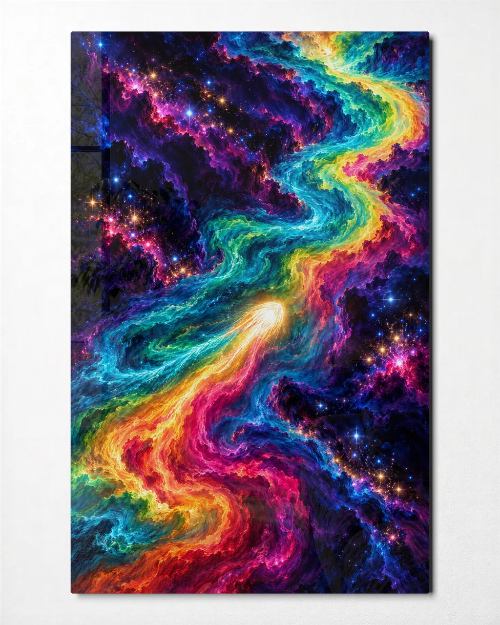 River of Stars — front view of glass wall art