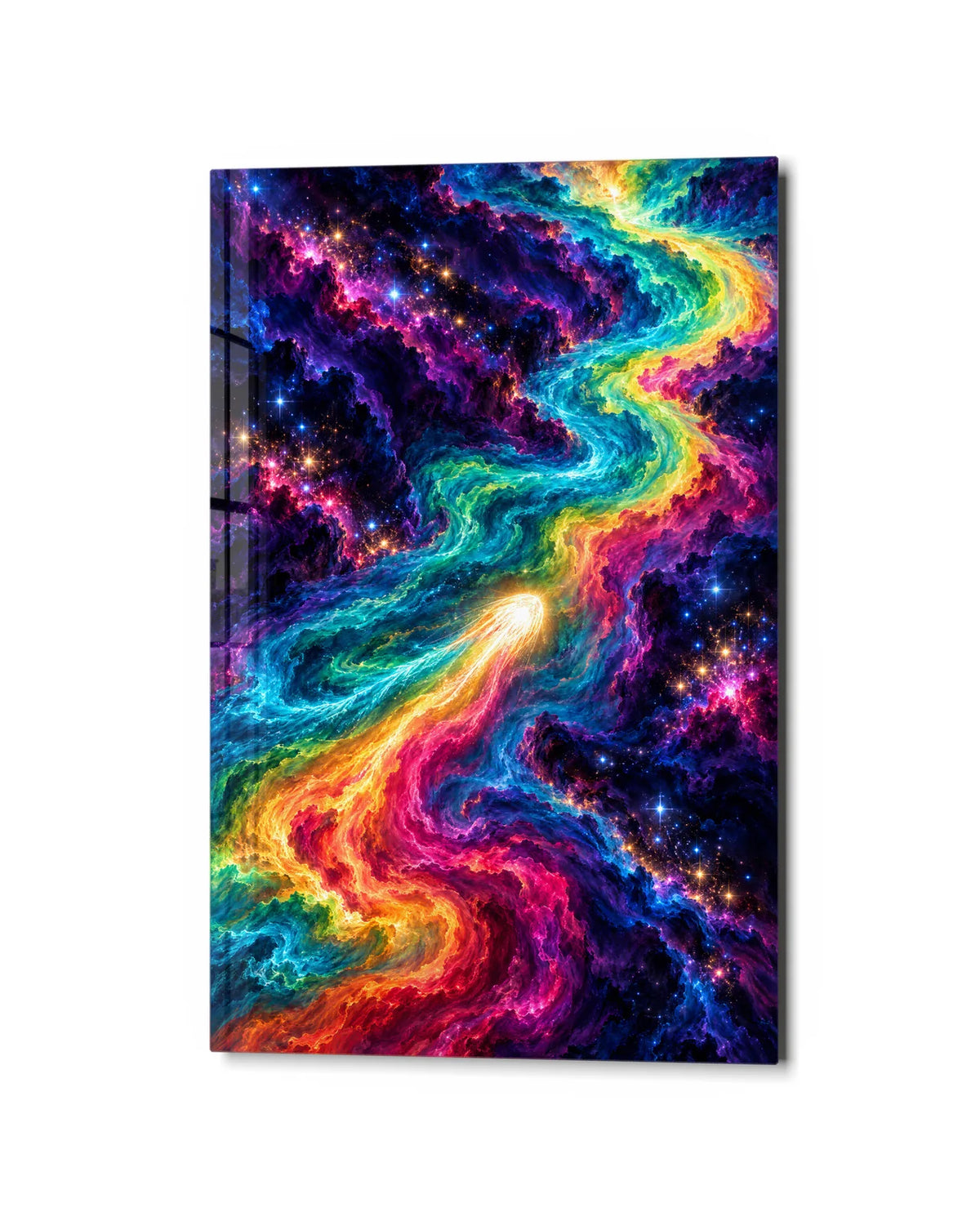 River of Stars — studio view of glass wall art