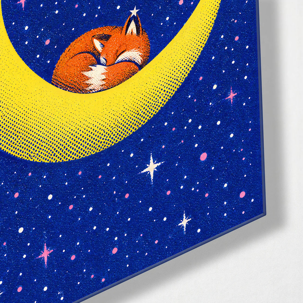 Fox on the Moon — corner detail of glass wall art