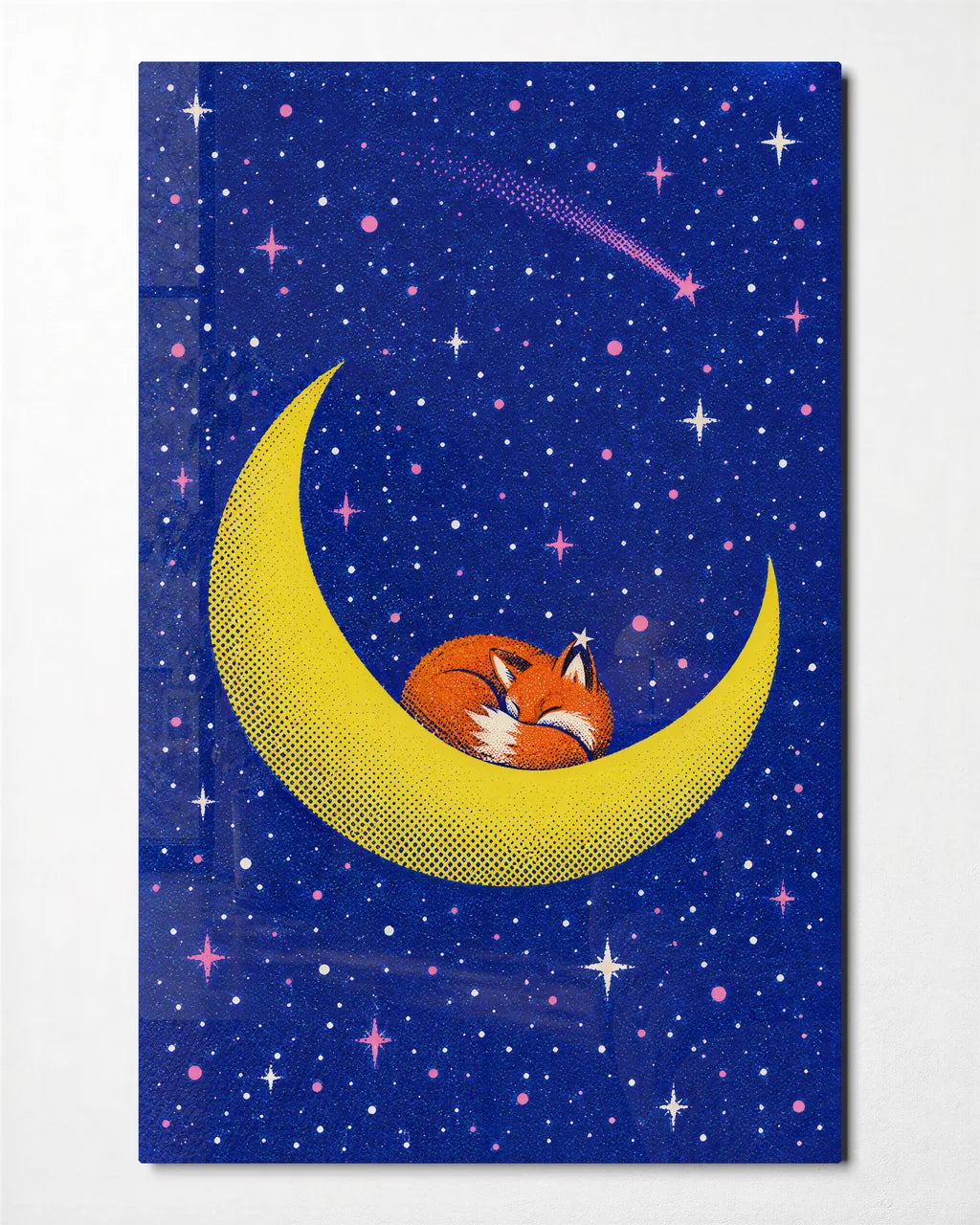 Fox on the Moon — front view of glass wall art
