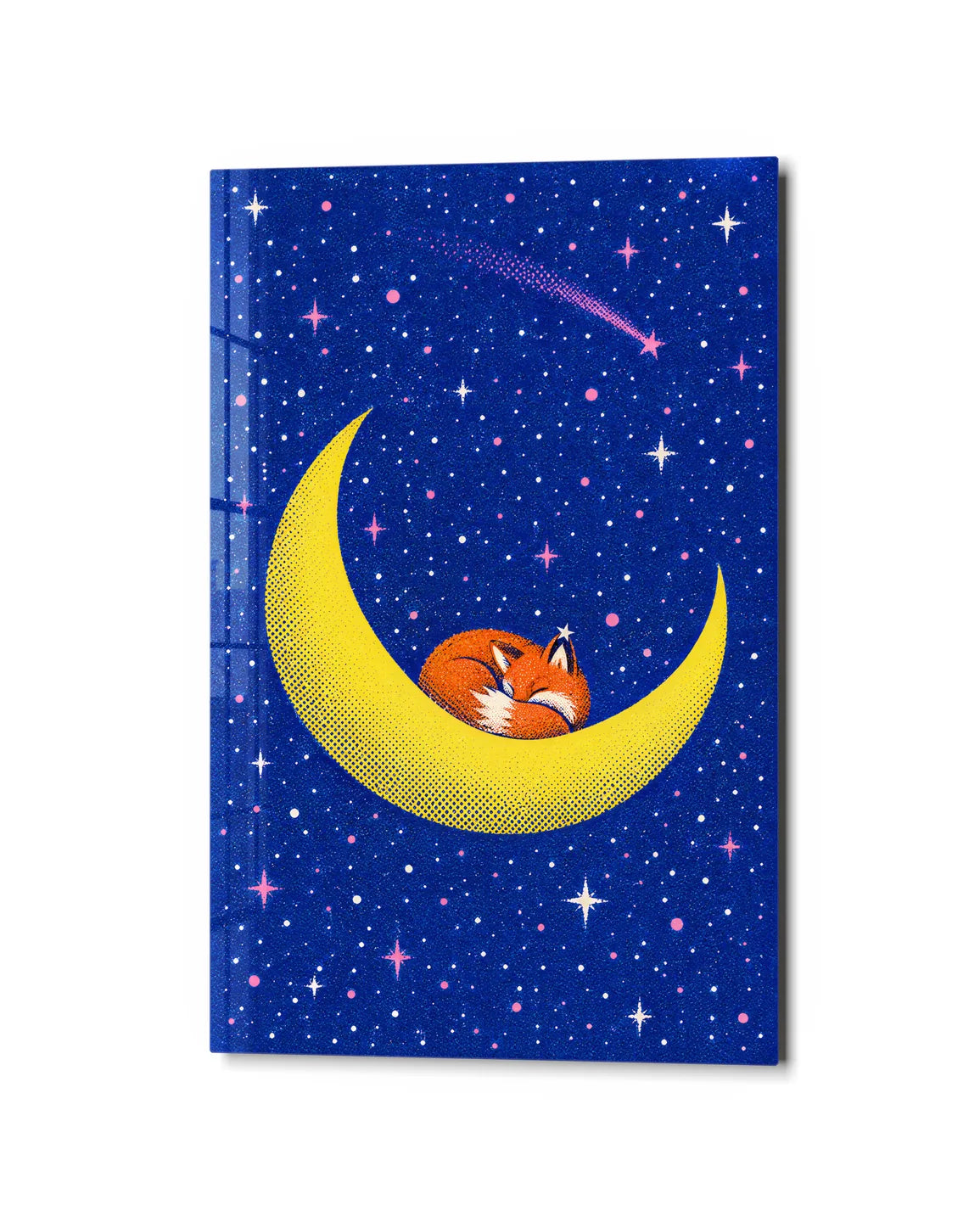 Fox on the Moon — studio view of glass wall art