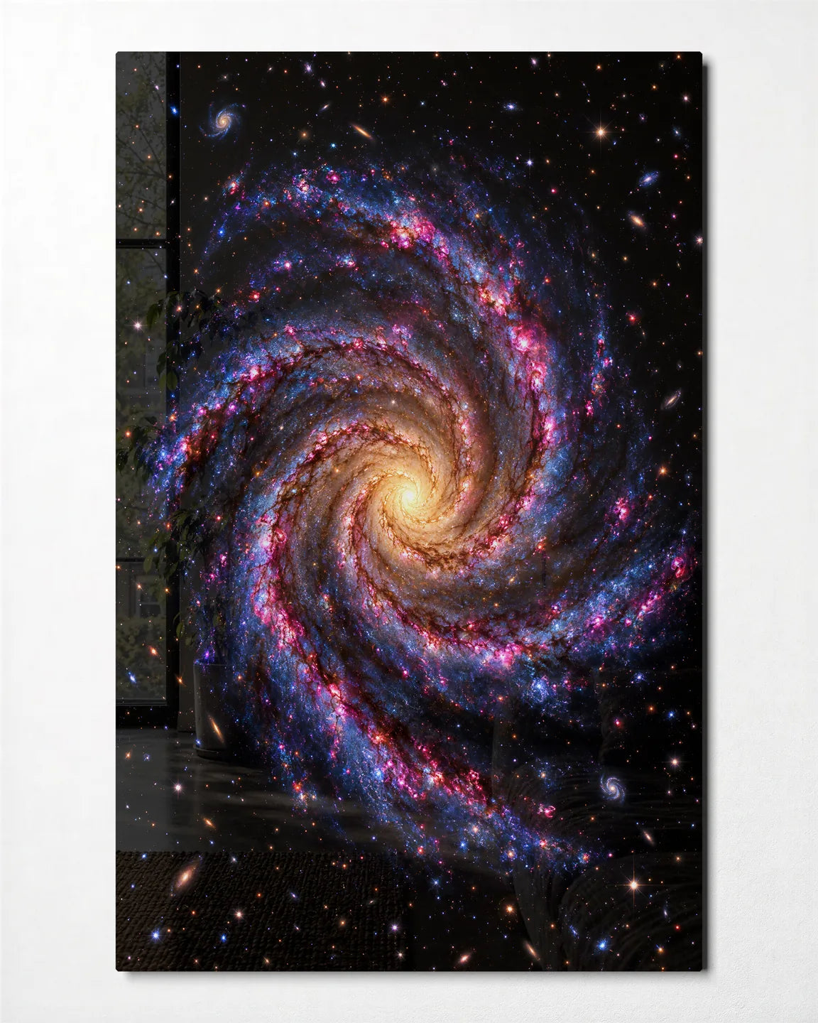 Spiral in Colour — front view of glass wall art