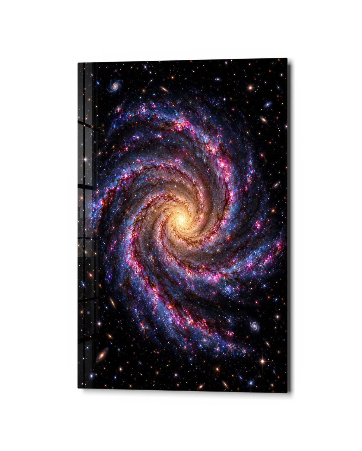 Spiral in Colour — studio view of glass wall art
