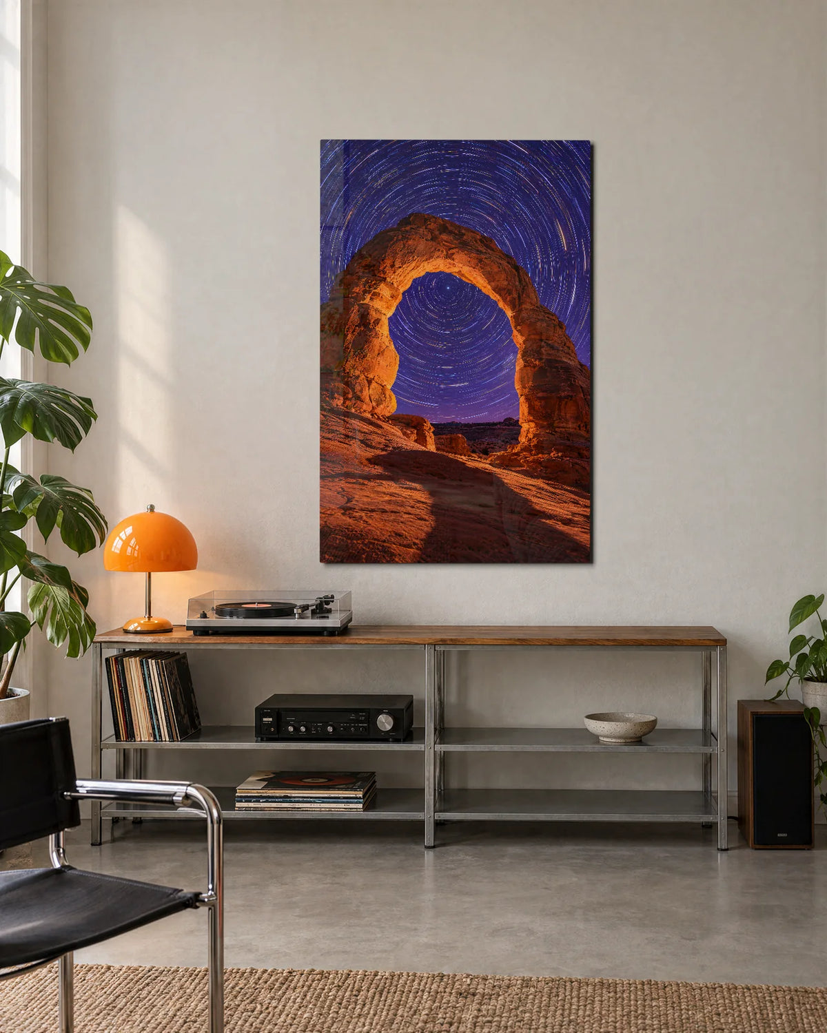 Star Trails Over the Arch — shown in a living space