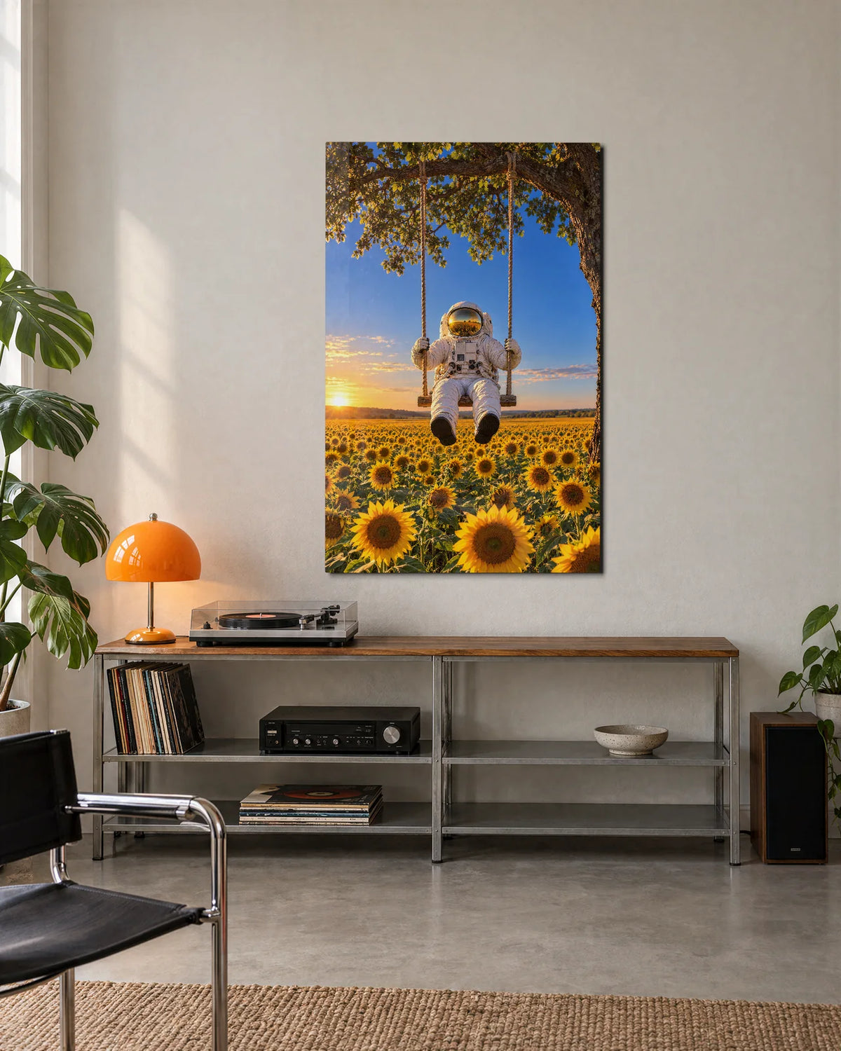Astronaut in the Sunflowers — shown in a living space