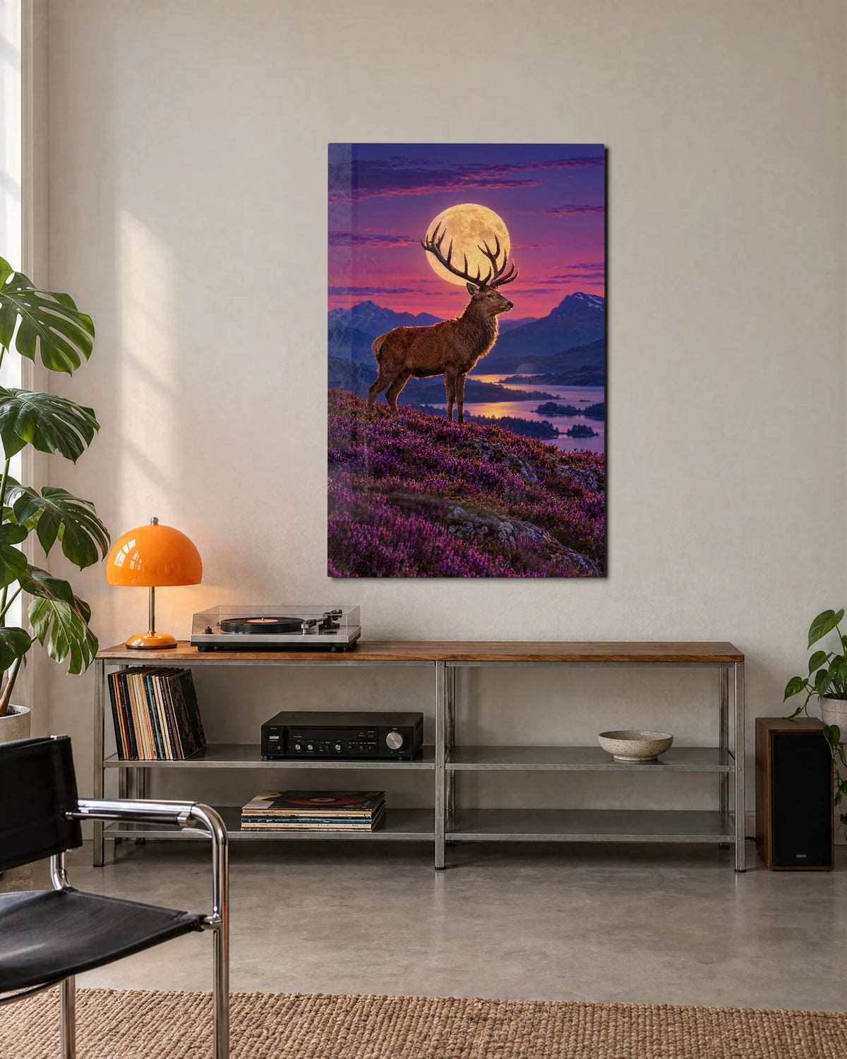 Stag and the Rising Moon — shown in a living space