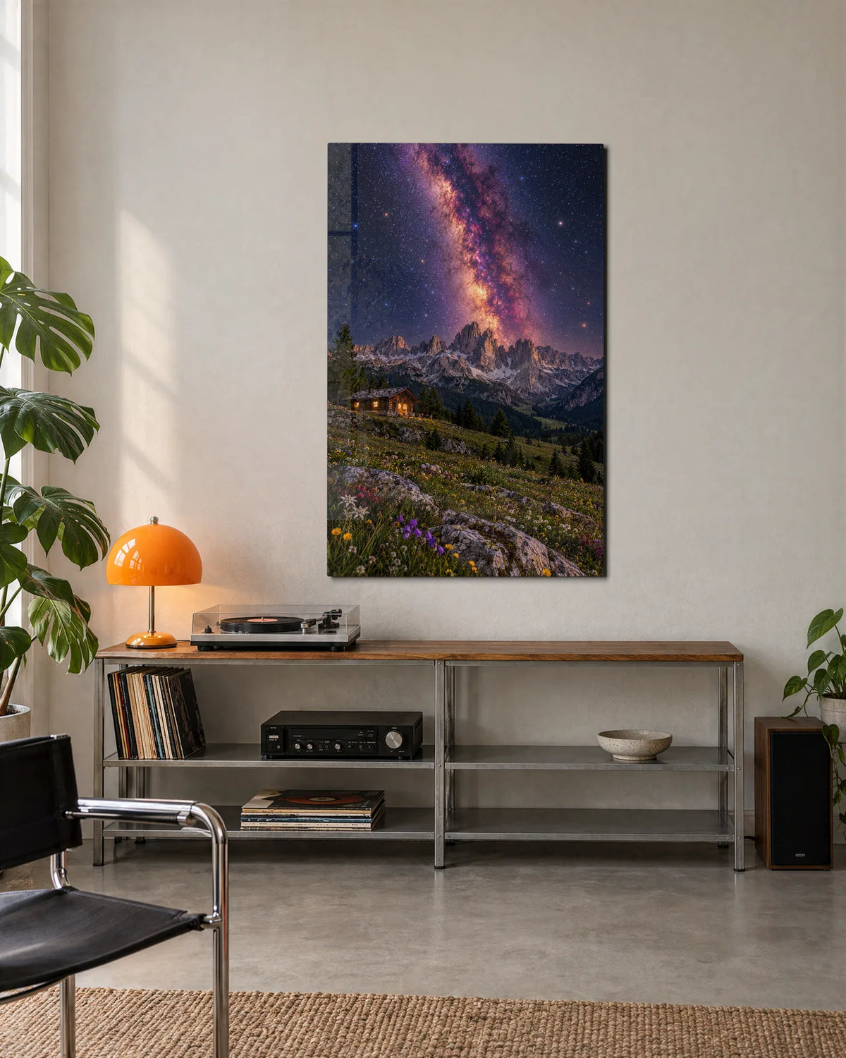 Milky Way Over the Hut — shown in a living space