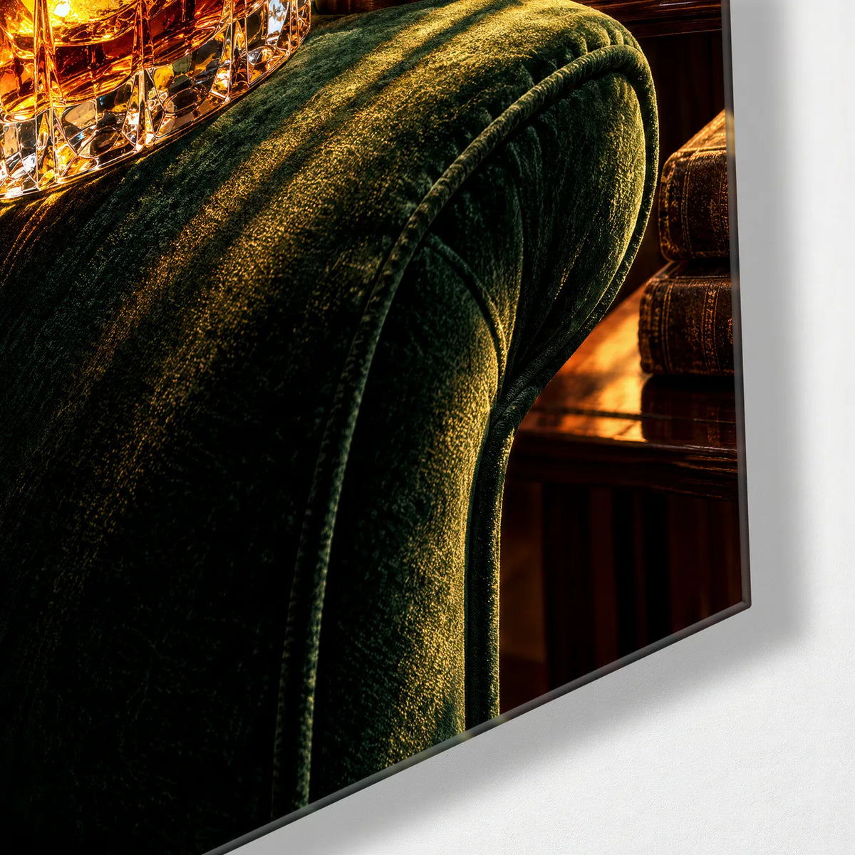 Old Fashioned Hour — corner detail of glass wall art