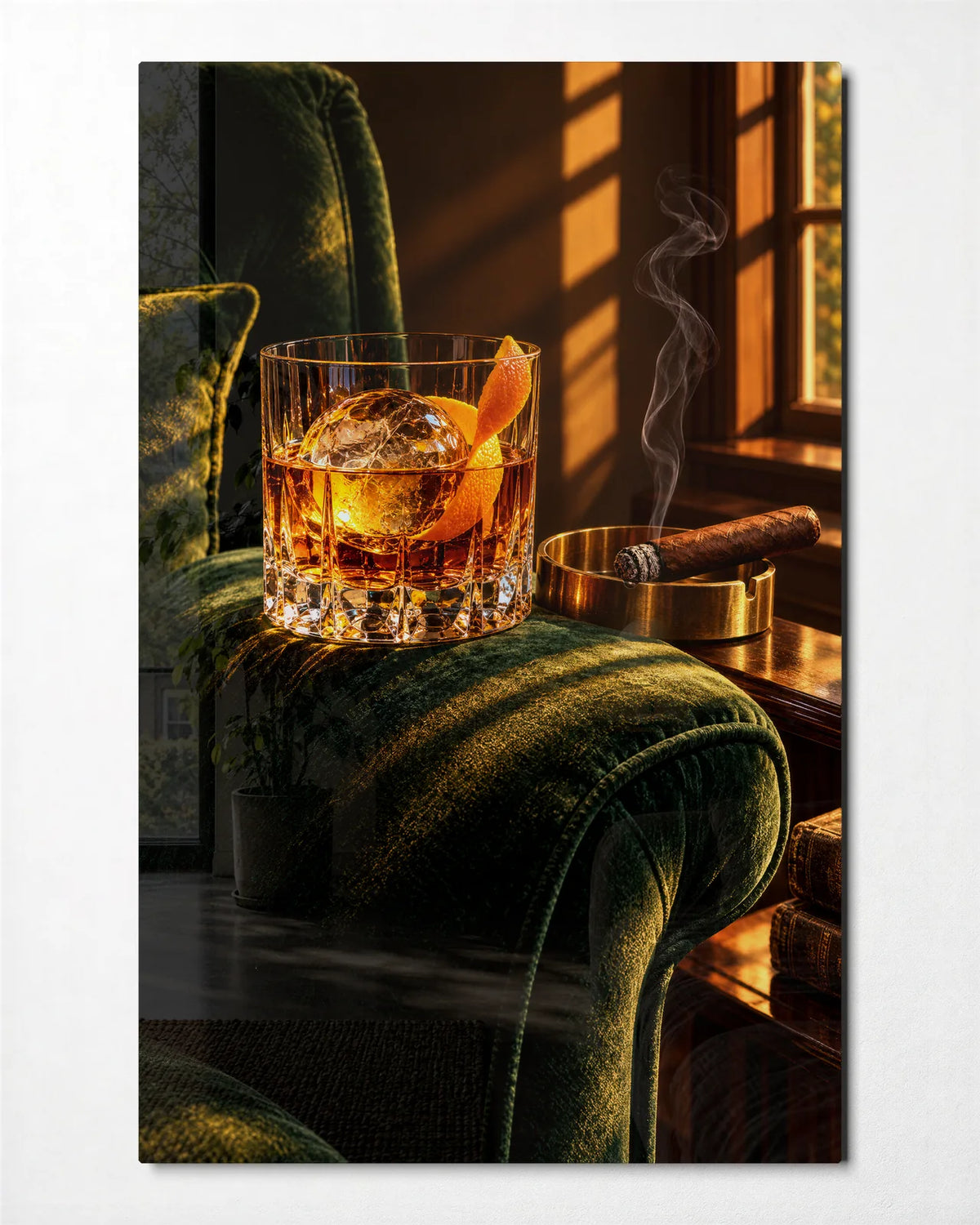 Old Fashioned Hour — front view of glass wall art