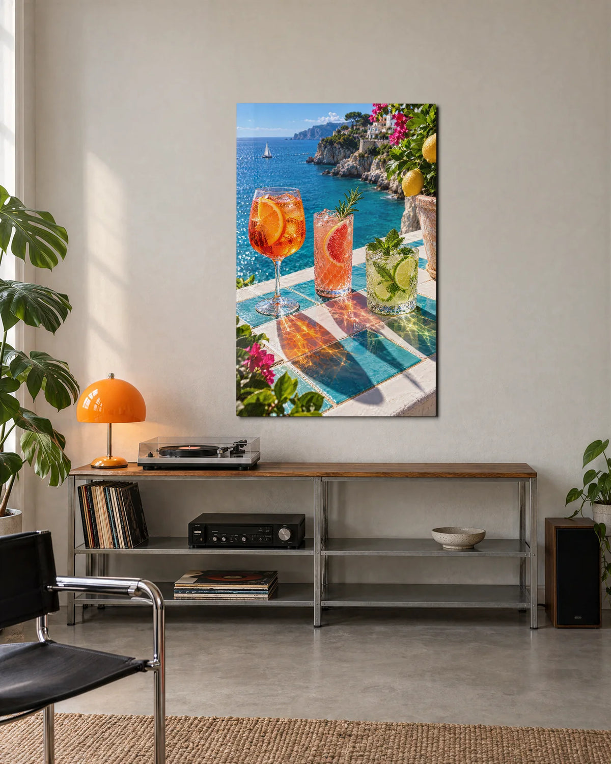Three on the Ledge — shown in a living space