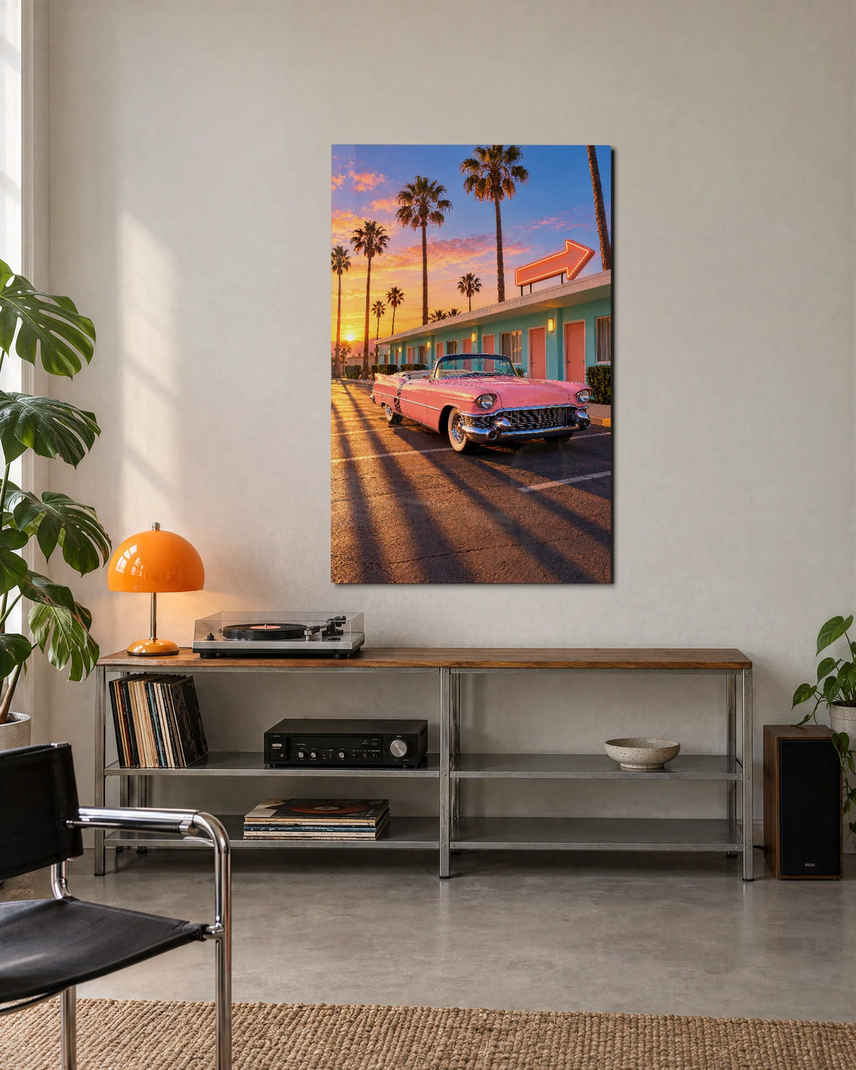 Pink Convertible Motel — shown in a living space