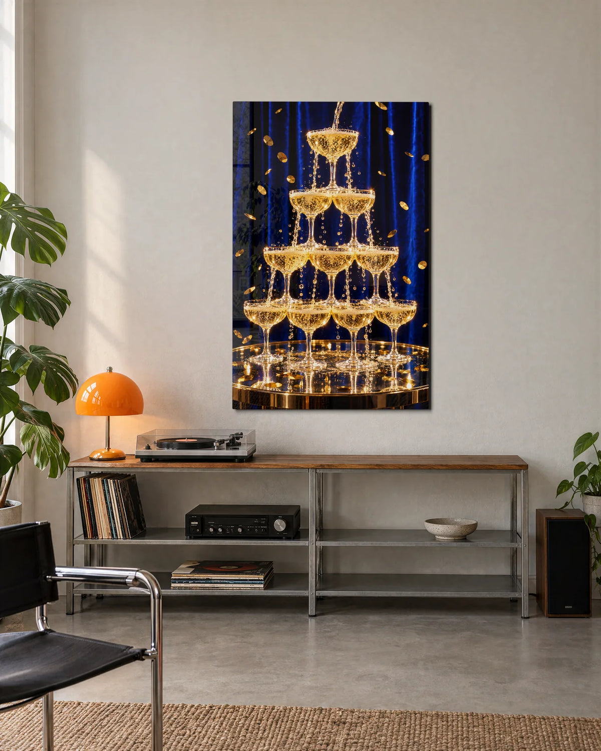 Champagne Tower — shown in a living space