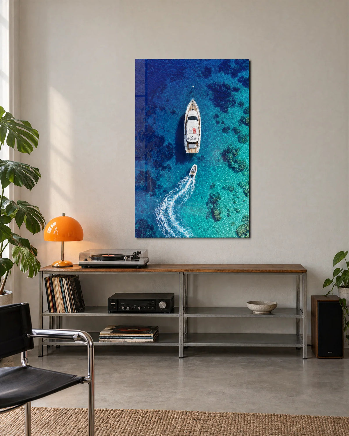Yacht from Above — shown in a living space