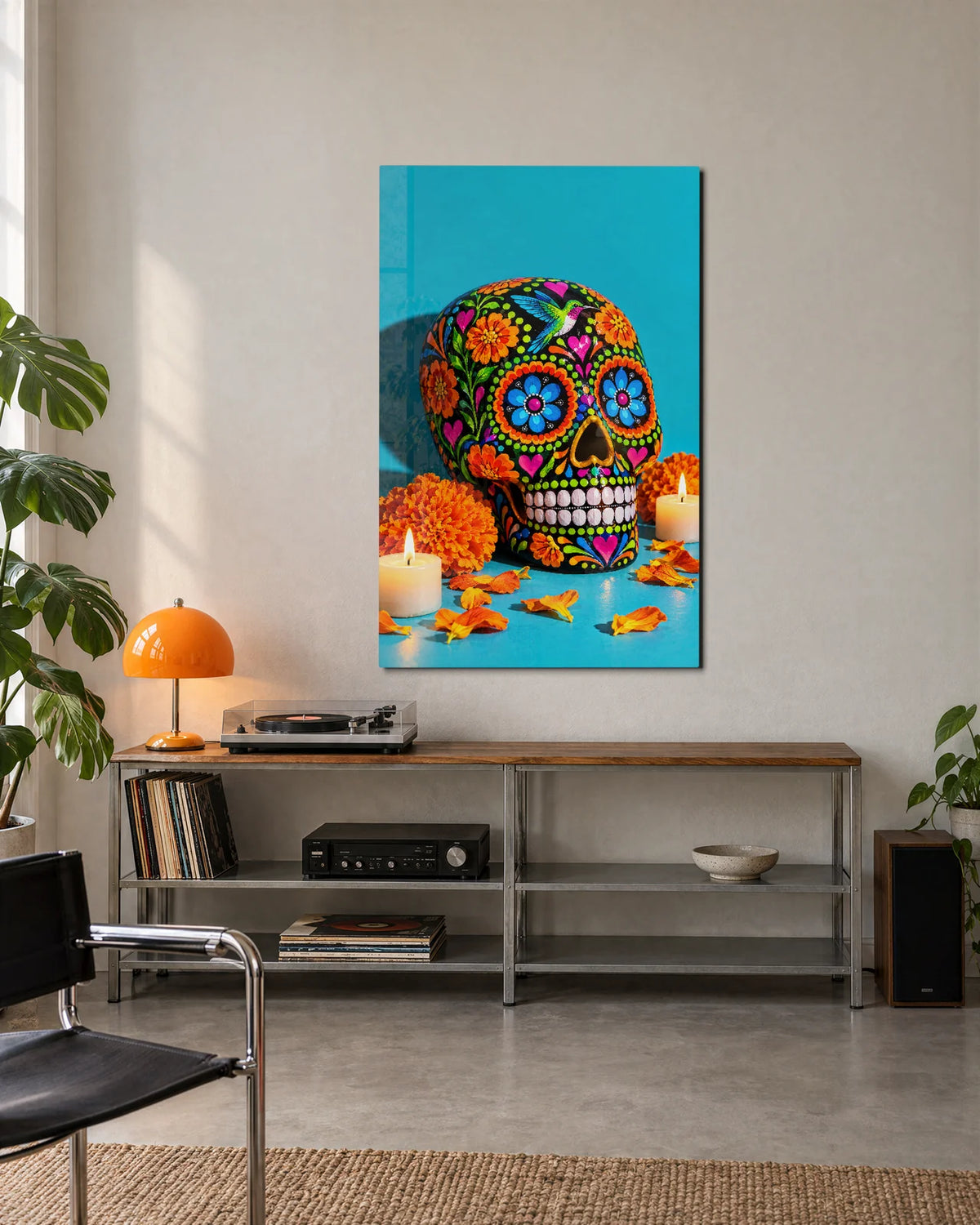 Marigold Skull — shown in a living space