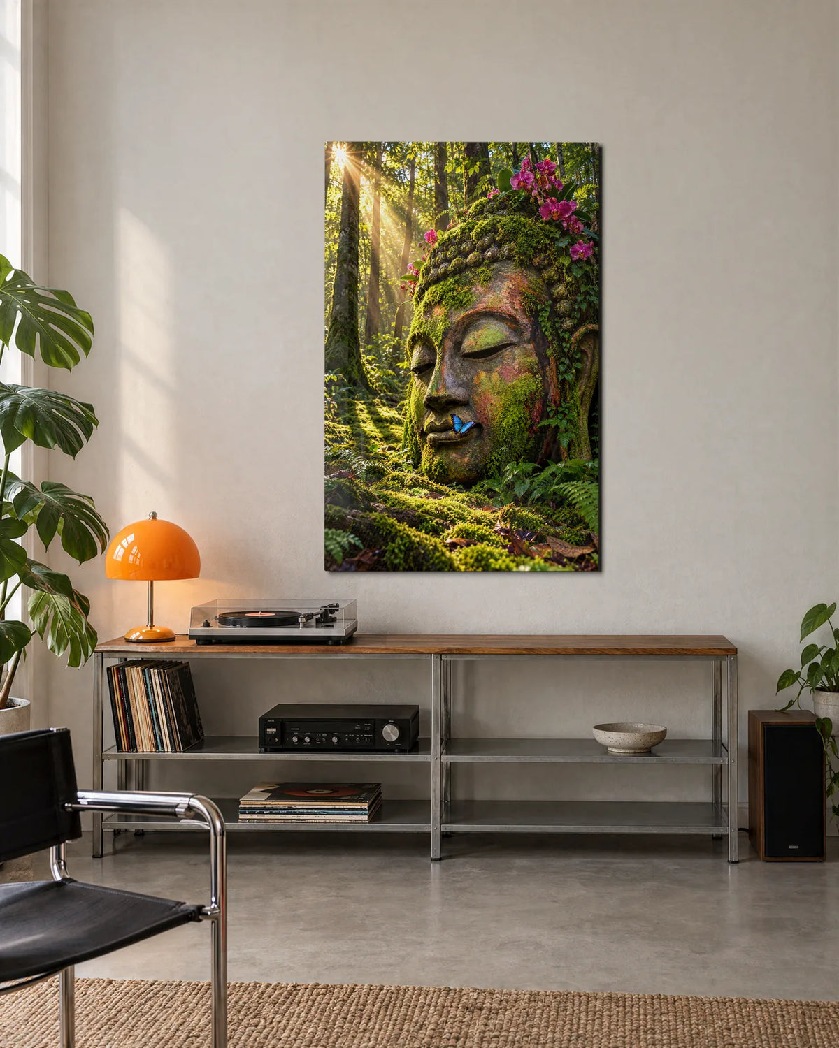 Buddha in the Moss — shown in a living space