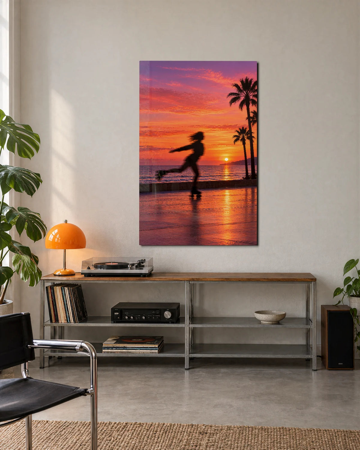 Roller Skater at Sunset — shown in a living space