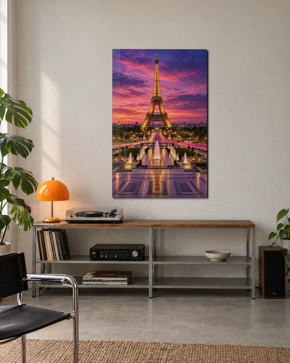 Eiffel Tower at Dusk — shown in a living space