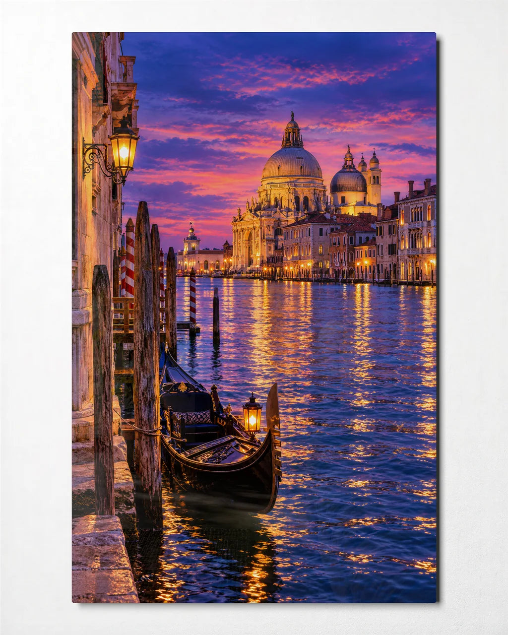 Gondola at Blue Hour — front view of glass wall art